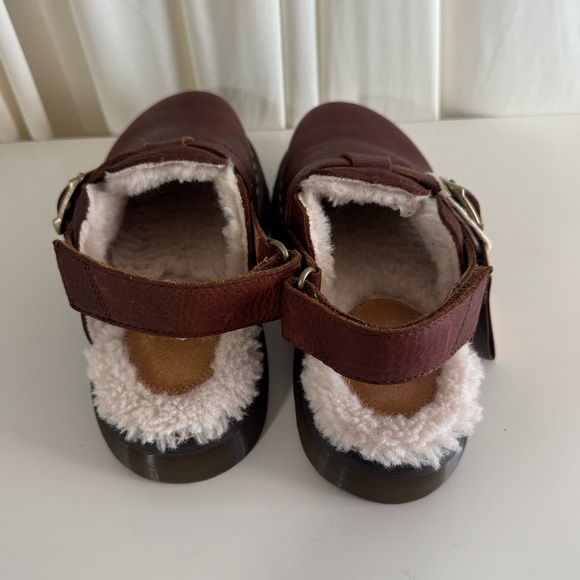 Dr. Martens Jorge Ambassador Brown Leather Faux Fur Lined Slingback Mules Sz 7W - Picture 6 of 6